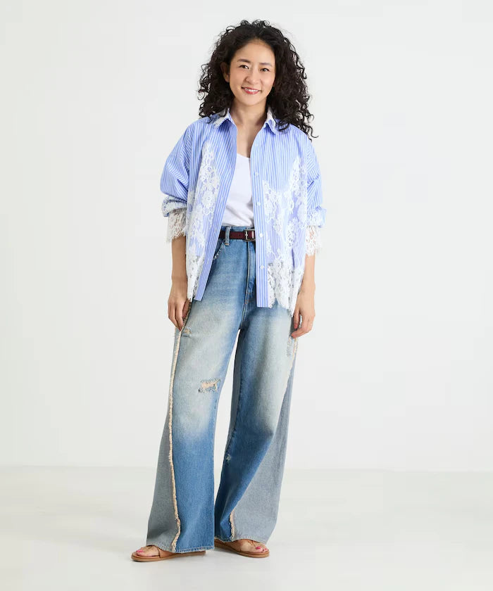 Lace Docking Stripe Shirt