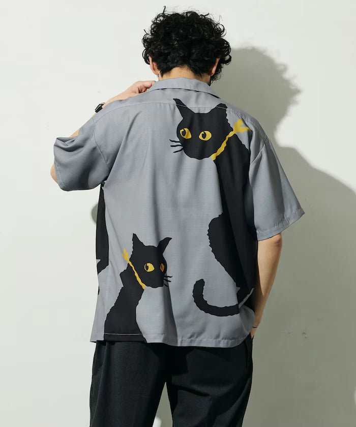 Open Collar Big Pattern Short Sleeve Shirt / Big Silhouette