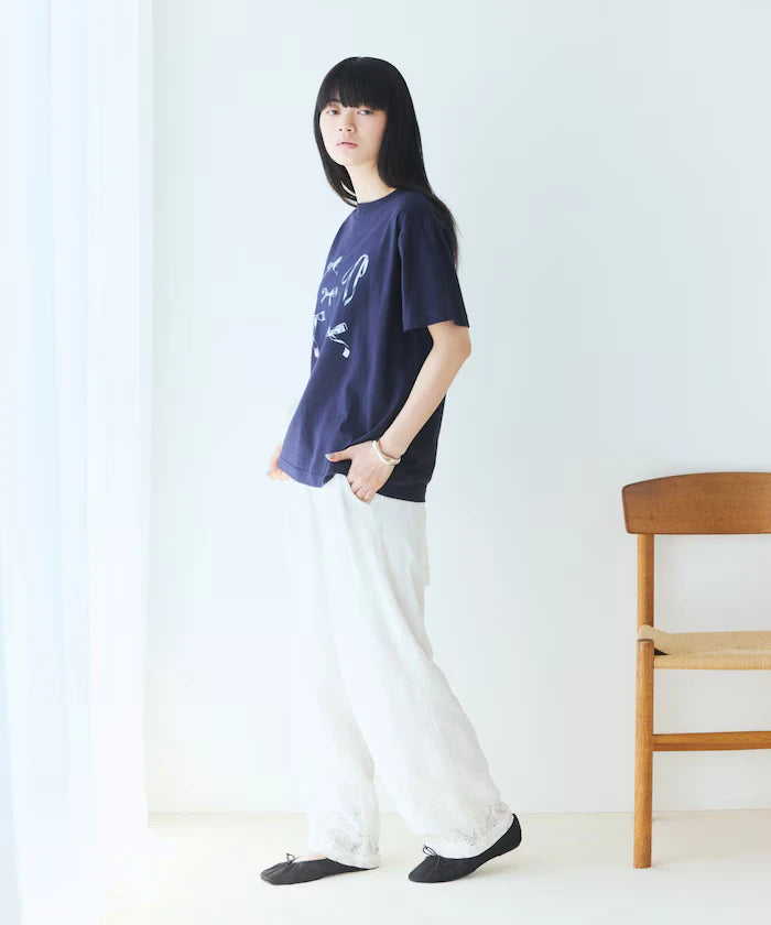 Comfortable Ribbon Print Crew Neck T-shirt