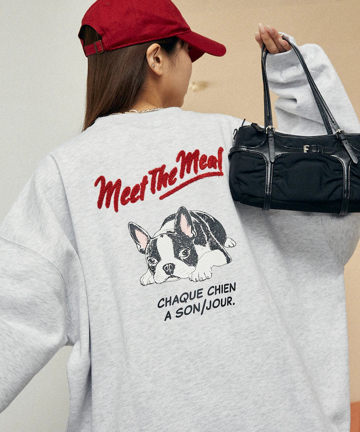 Sagara Embroidery French Bulldog Fleece-Lined Sweatshirt Limited Edition