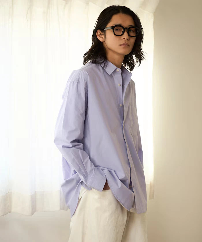 Nuance Color Oversized Regular Collar Long Sleeve Shirt