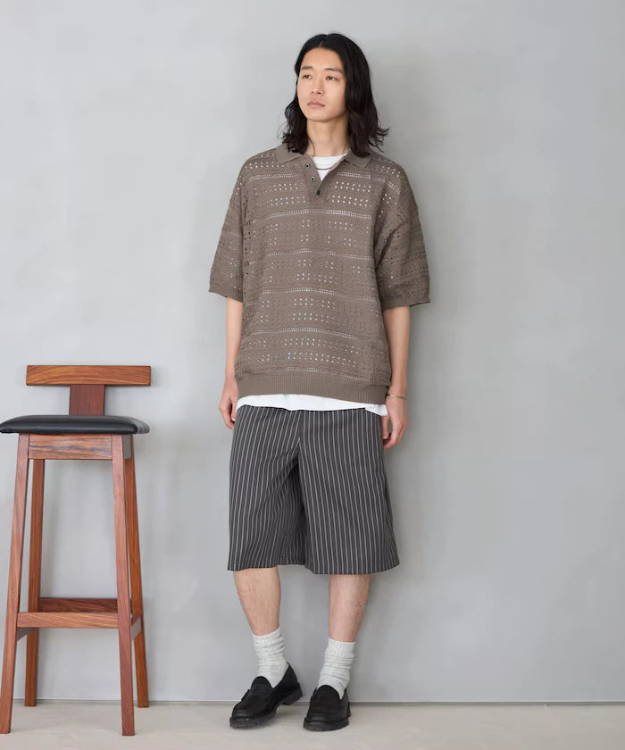 Big Silhouette Short Sleeve Knit Polo Shirt
