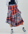 Check x Check Asymmetrical Frill Skirt