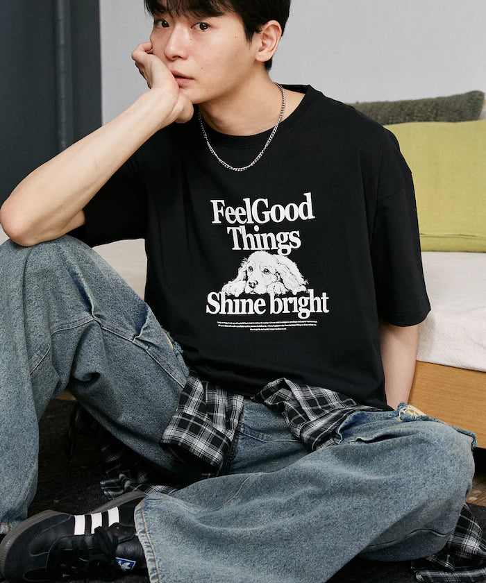 <Functional Material> Shime Bright Dog Print T-shirt Limited Edition