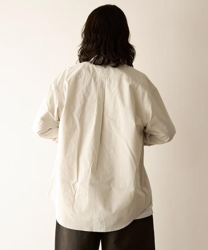 Nuance Color Oversized Regular Collar Long Sleeve Shirt
