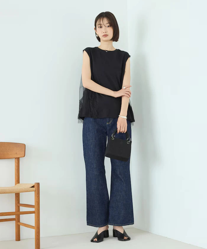 Organic Cotton Tulle Lace Docking Top