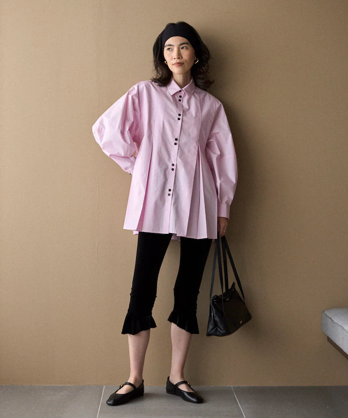 Box Stacked Balloon Sleeve Long Sleeve Shirt