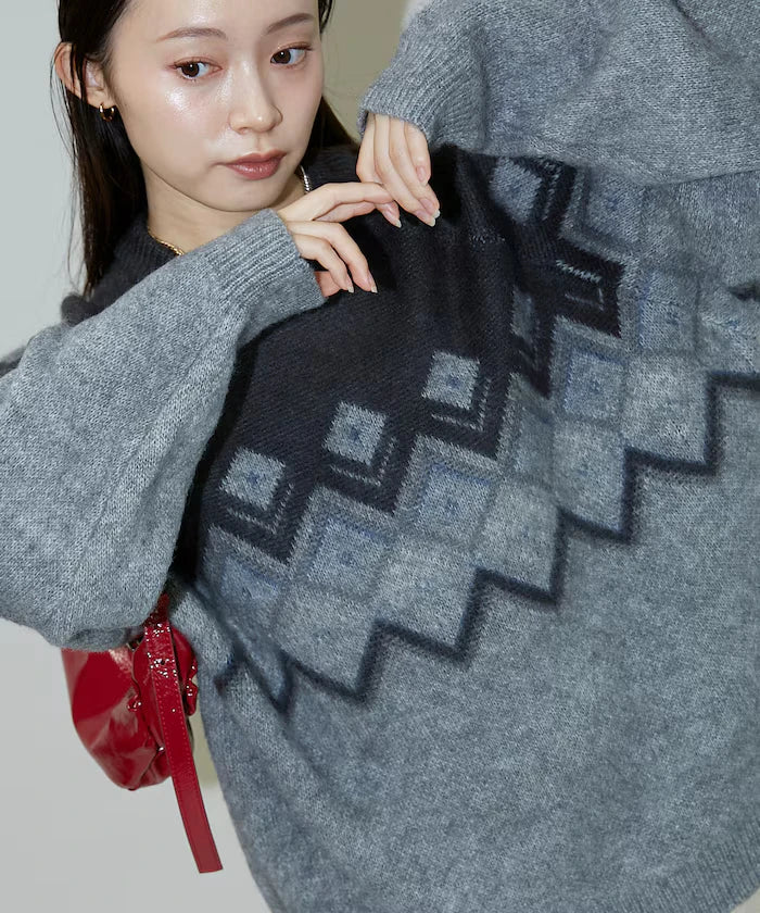 Jacquard Mohair Touch Knit Pullover Limited Edition