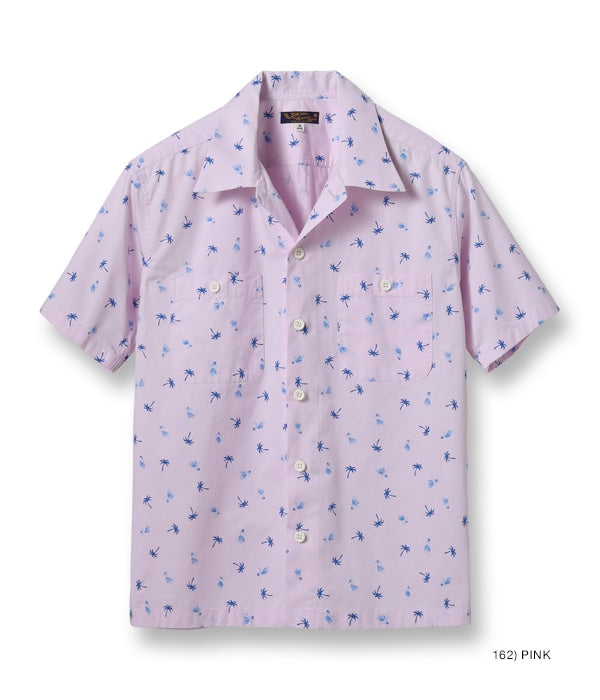 COTTON TWILL REGULAR COLLAR SHIRT “HULA & PALM TREE”