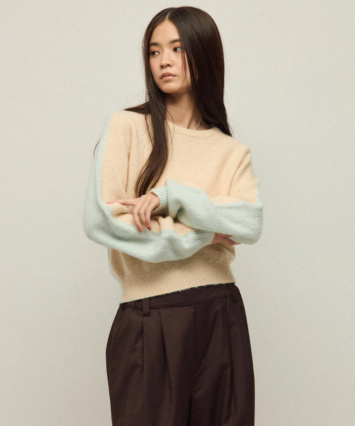 Alpaca Blend Bicolor Knit Pullover