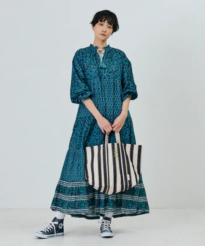 India Flower Print 4-Tiered Dress