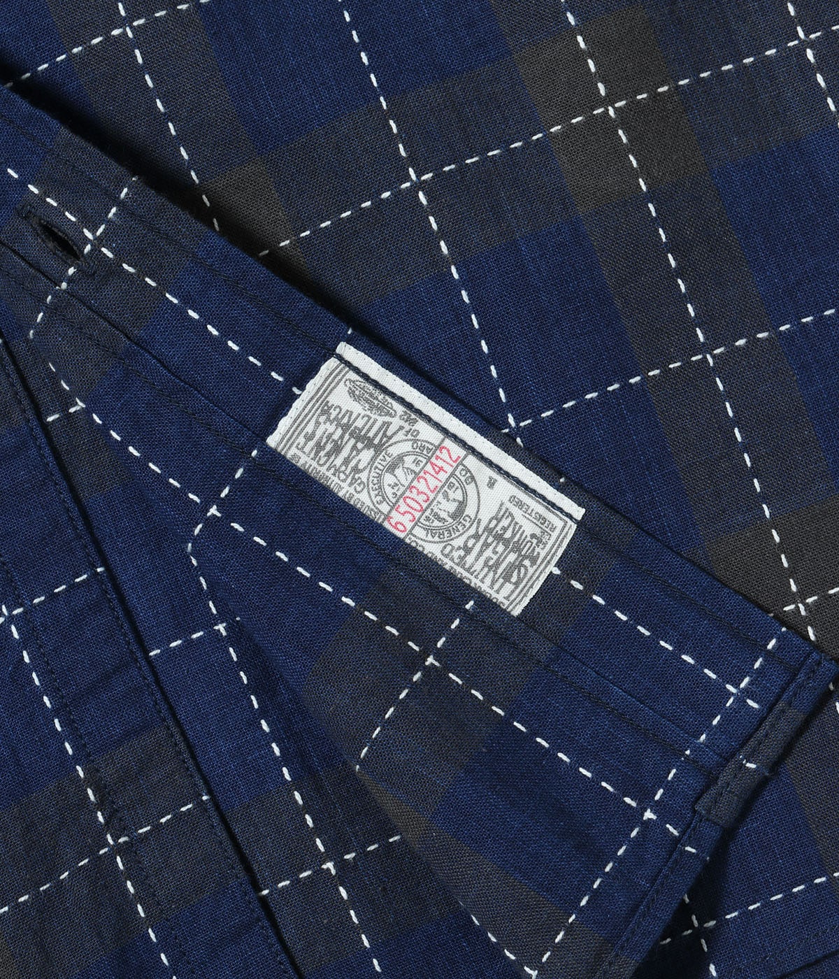 FICTION ROMANCE 5.5oz. INDIGO CHECK WORK SHIRT