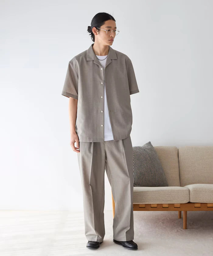 Functional Material Open Collar Short Sleeve Shirt Set 3 Piece Set / Washable / UV Cut / Quick Dry / Cooling Touch
