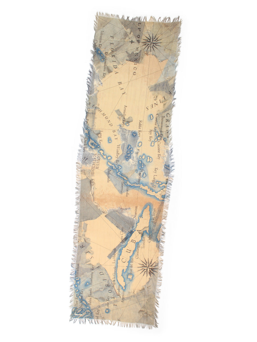 Rayon Fringe Stole (KAYO HUESO Denim Map)