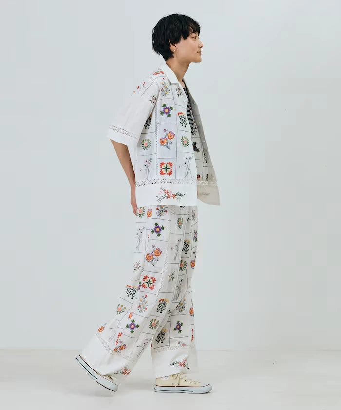 Patchwork Flower Embroidery Shirt