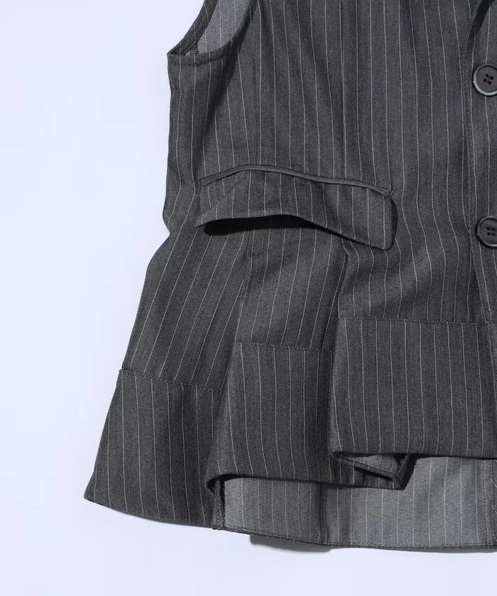 Pinstripe Flare Hem Short Vest