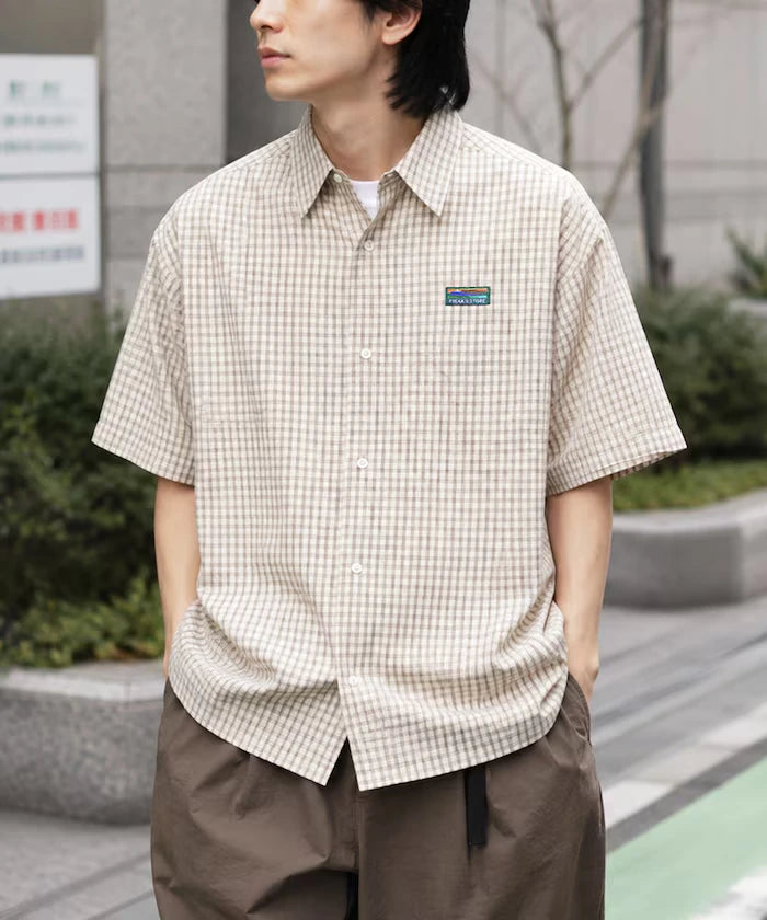 Relaxed Fit Regular Collar Short Sleeve Check Shirt