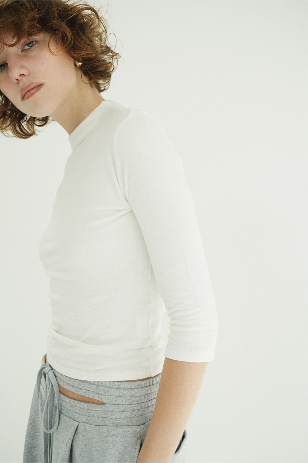 MOCK NECK MID SLEEVE TOPS
