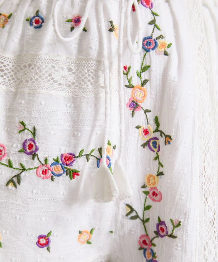 Dobby Floral Embroidery x Lace Pants