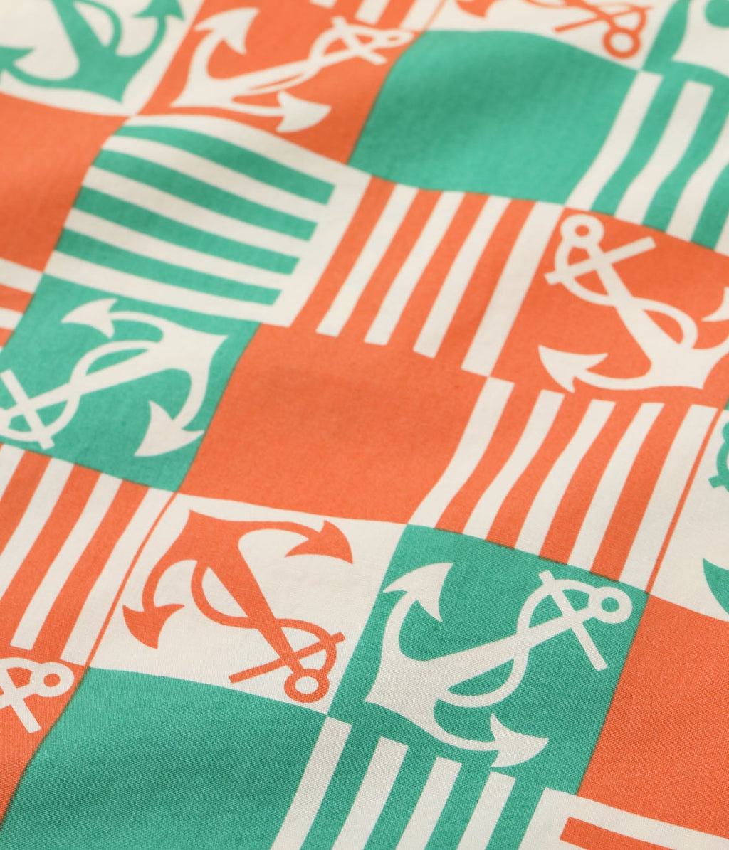 COTTON BROAD OPEN SHIRT “ANCHOR SQUARES”