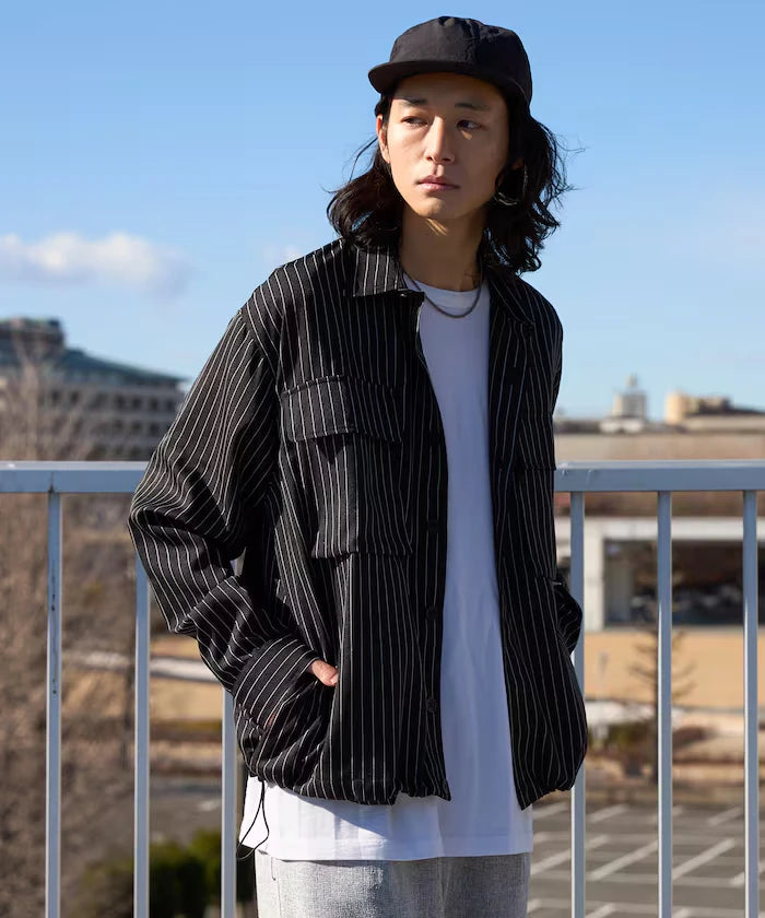 Stripe Shirt Blouson / Setup Compatible / Layer / Relaxed Fit