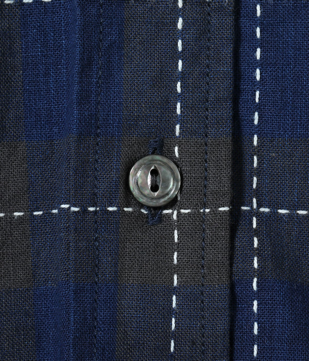 FICTION ROMANCE 5.5oz. INDIGO CHECK WORK SHIRT