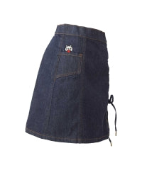 APPLE PANDA Embroidered Side Lace-Up Denim Mini Skirt
