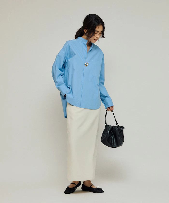 Oversized Long Sleeve Brooch Shirt