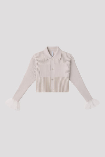 FLUTED LUCENT CROPPED SHIRT CARDIGAN