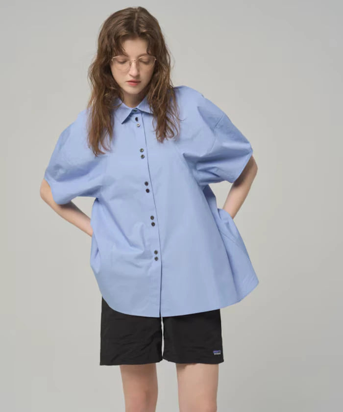 Switching Design Balloon Sleeve Shirt / 5-Minute Sleeve Blouse [Limited Edition]