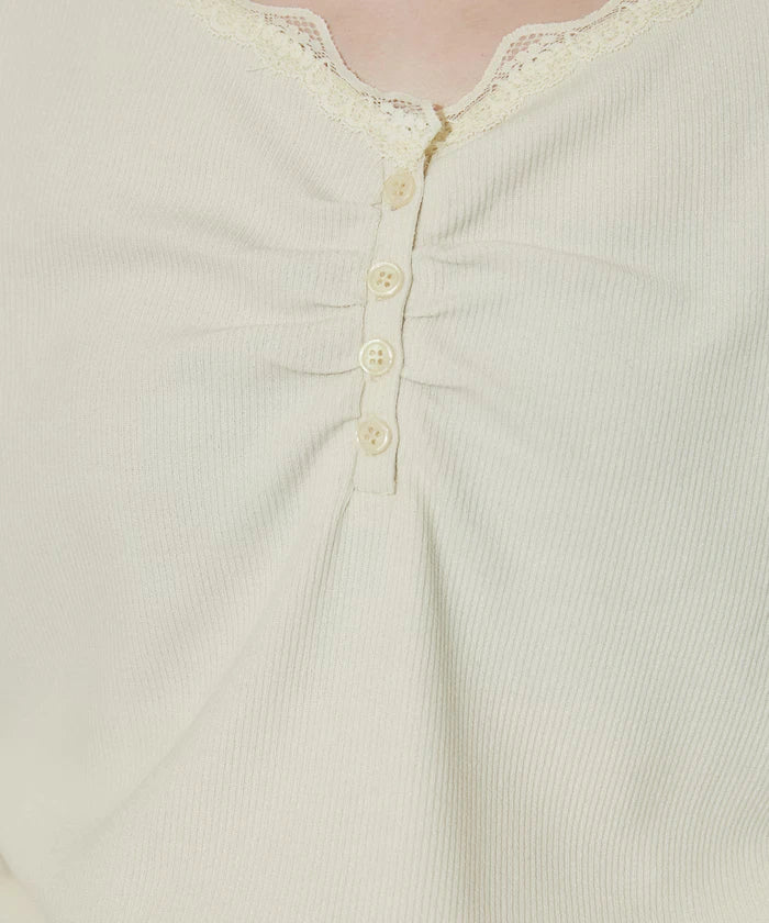 Henley Neck Lace Long Sleeve T Limited Edition
