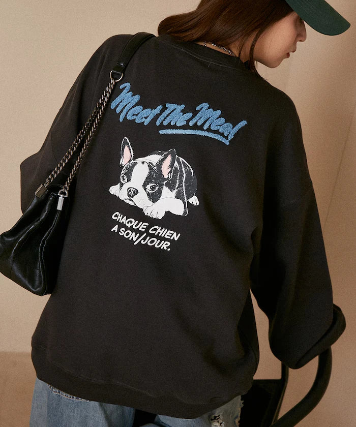 Sagara Embroidery French Bulldog Fleece-Lined Sweatshirt Limited Edition