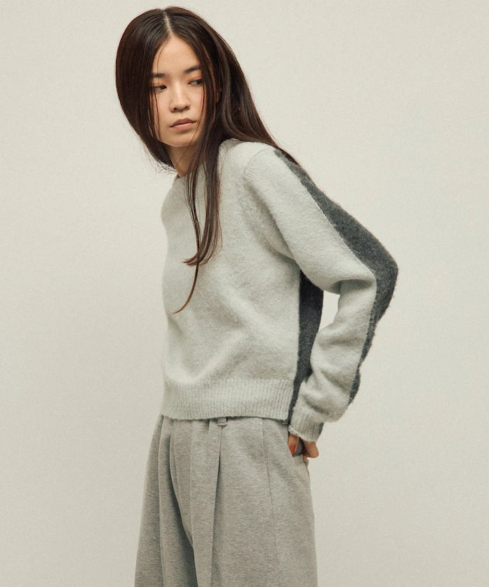 Alpaca Blend Bicolor Knit Pullover