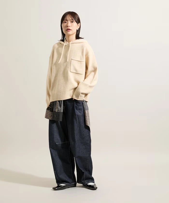 Knit hoodie with pockets