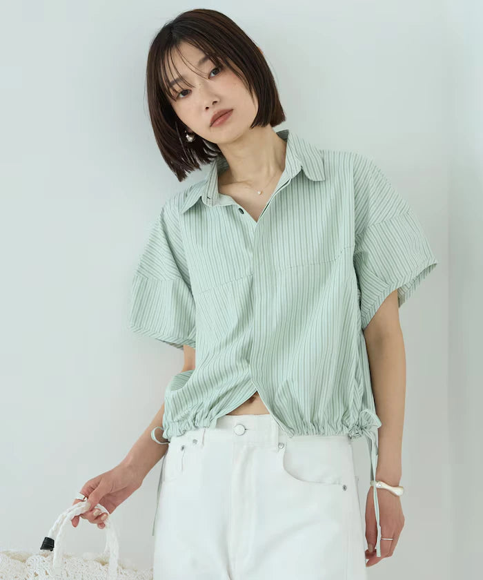 Switch Short Sleeve Hem Code Blouse