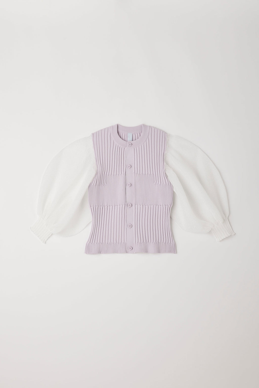 FLUTED LUCENT PUFF SLEEVE CARDIGAN