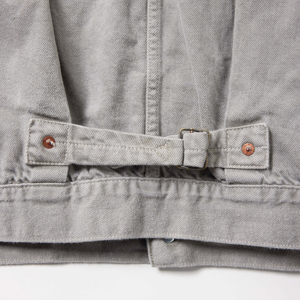 GL15861H / RECYCLED WASTE SUVIN COTTON YARN 11.5oz. DENIM BLOUSE VINTAGE WASHED