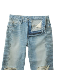 Snake Loop 8 Length Crushed Denim Pants