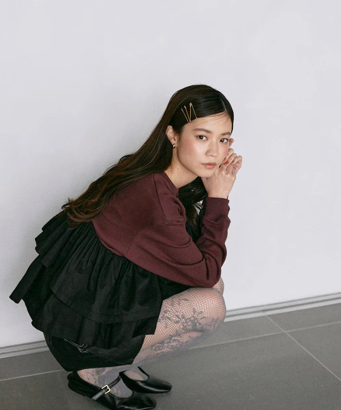 Organic Cotton Docking Frill Sweat / Relaxed Fit / Backed Sweat