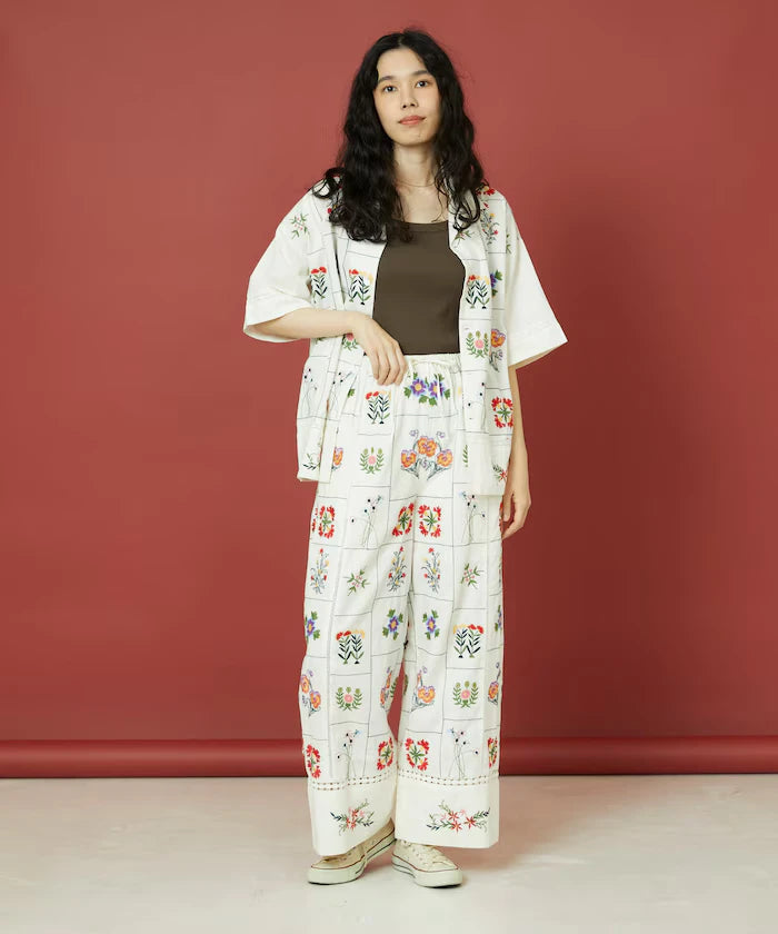 Patchwork Flower Embroidery Shirt