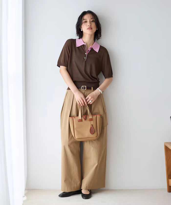 Relaxed Fit Color Design Polo Knit / Bicolor / Multi Stripe