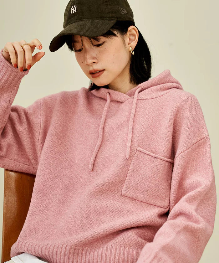 Knit hoodie with pockets