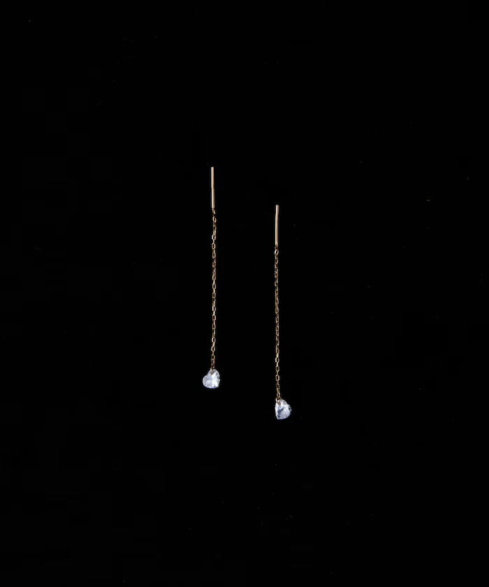 K10 Heart American Pierced Earrings / Chain Earrings / For Both Ears