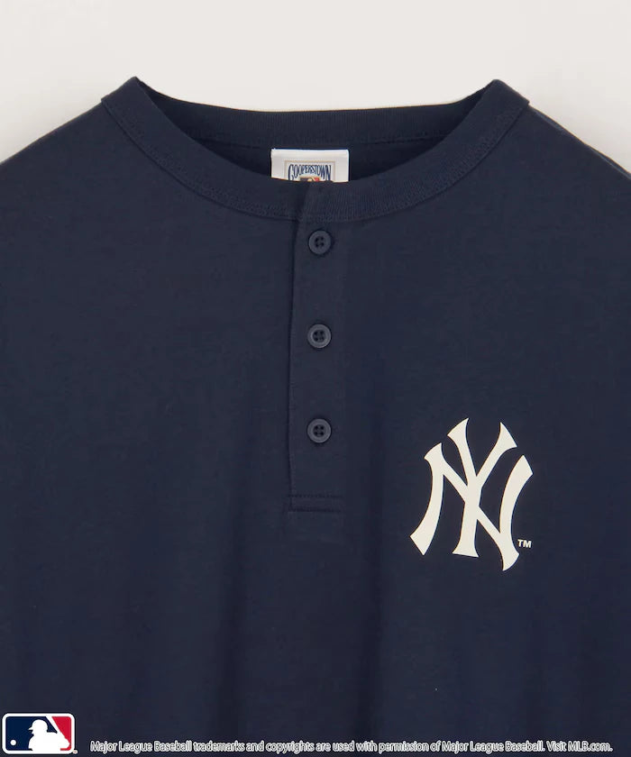 Limited Edition MLB Logo Print Henley Neck Oversized T-Shirt