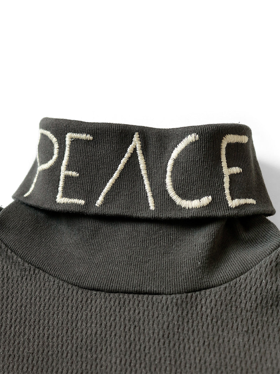 Waffle Jersey High Neck Long T (PEACE Embroidery)