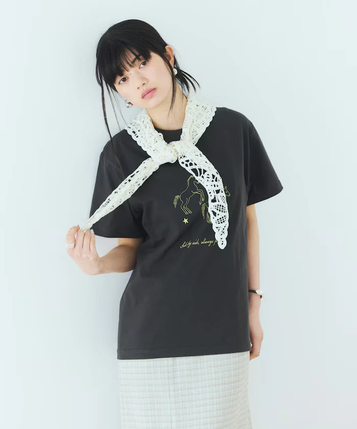 Comfortable Horse Print Crew Neck T-Shirt
