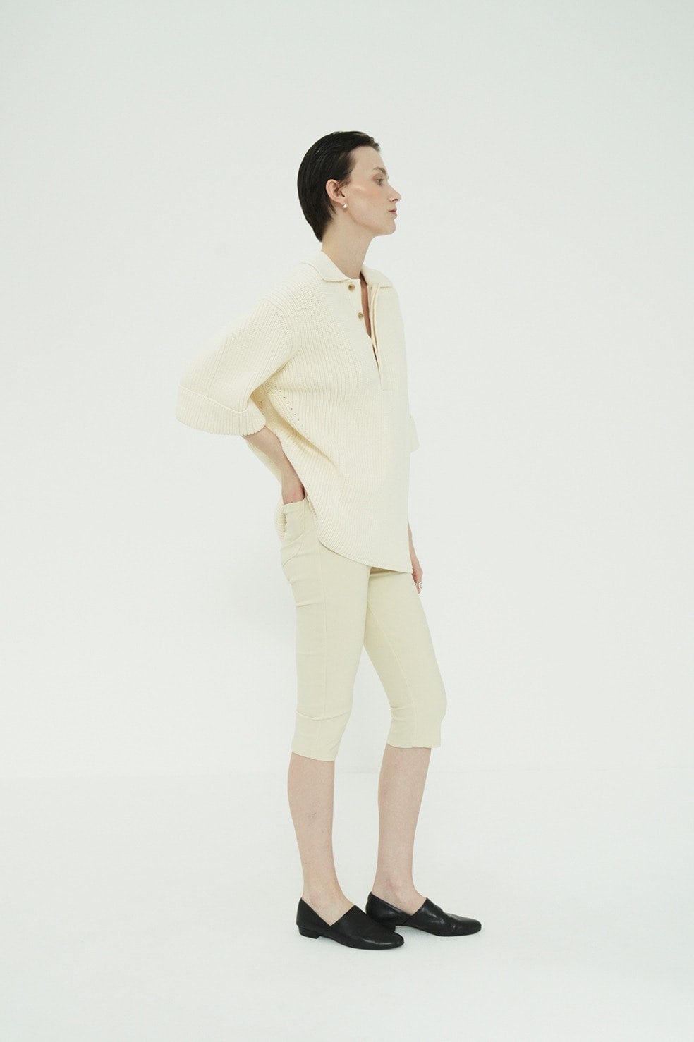 STRETCH RIB CAPRI PANTS