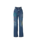 Hysteric Woman Scratch Stitch Embroidered Denim Flare Pants