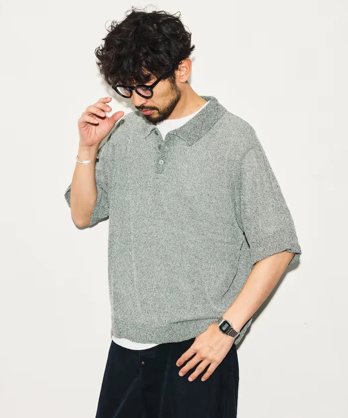 Dry Touch Boucle Yarn Knit Polo Shirt