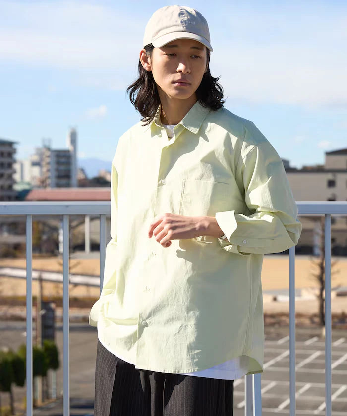 Nuance Color Oversized Regular Collar Long Sleeve Shirt